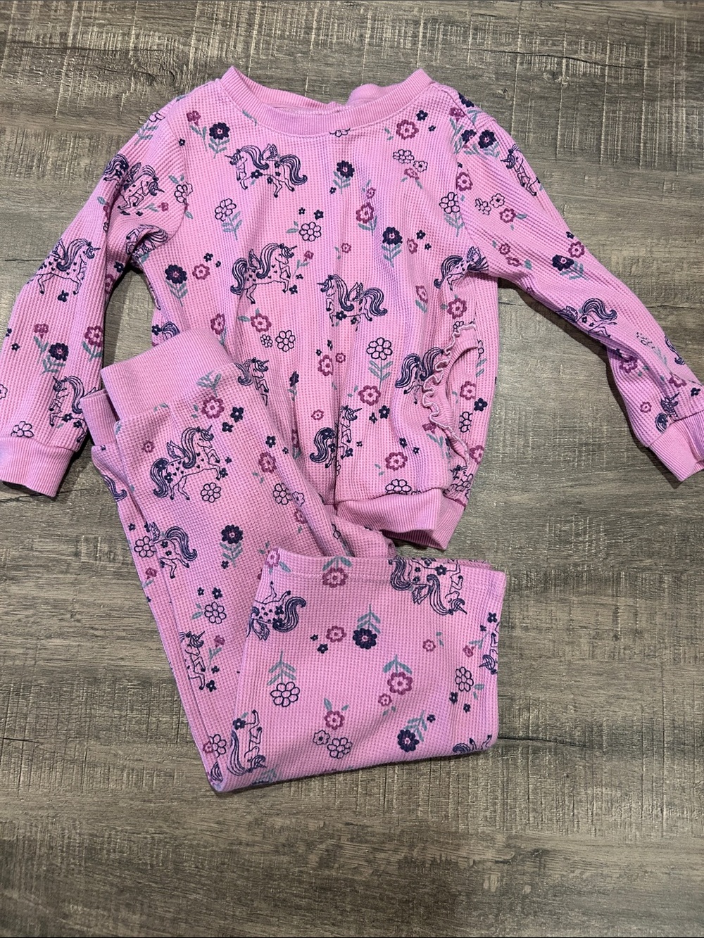 Garanimals Pink Unicorn Floral Waffle-Knit Lounge Set